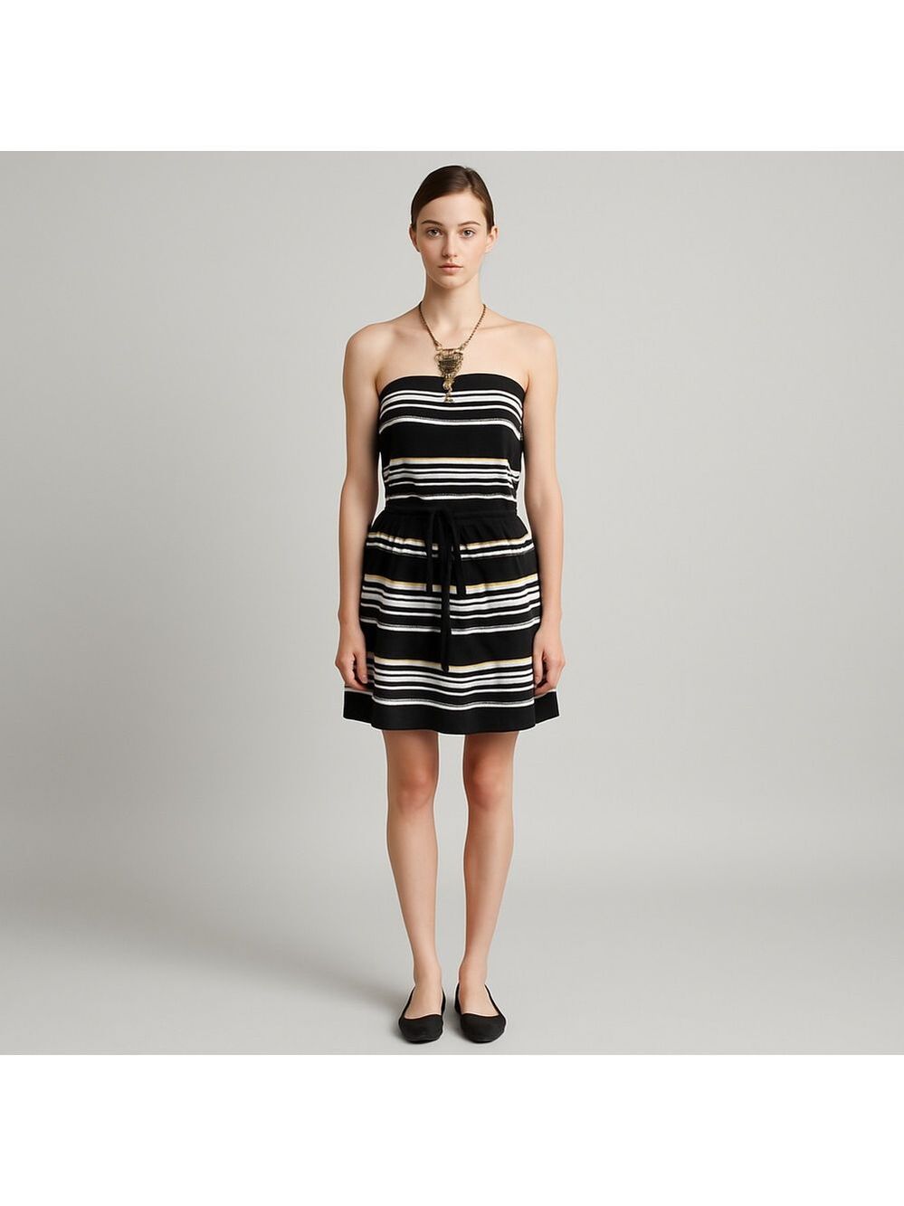 White House Black Market Strapless Striped Midi Dress Medium